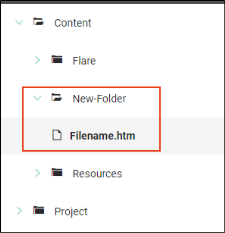 Example of a new folder and file added to the files area of the Files page.