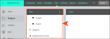 Files area in the Files page displays a column of project files to select.
