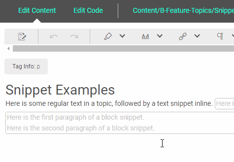 Animated gif illustrating how to edit a snippet in a popup.