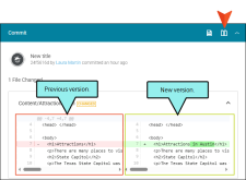 Individual commit viewed in the split view.