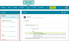 Projects in Flare Online displaying the Commits tab for viewing commit details.