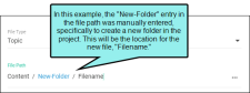 Example of how to create a new folder when adding a new file in the project.