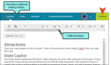 After selecting a file you can edit it in Content or Code mode.